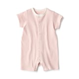 ベビー　脇に縫い目のない鹿の子編み半袖ショートオール