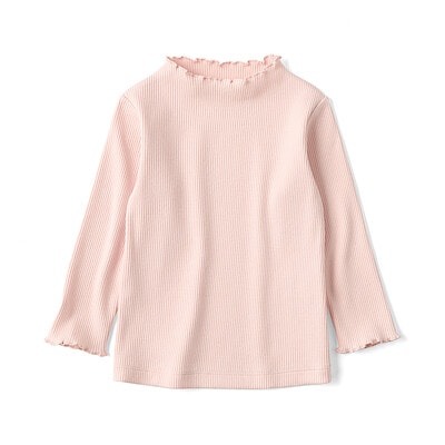 ベビー　ストレッチリブ編みモックネック長袖Ｔシャツ