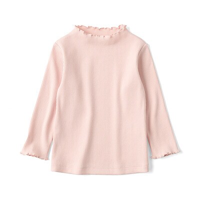 ベビー　ストレッチリブ編みモックネック長袖Ｔシャツ