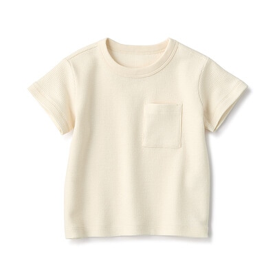 ベビー　あたまするっとワッフル編みクルーネック半袖Ｔシャツ