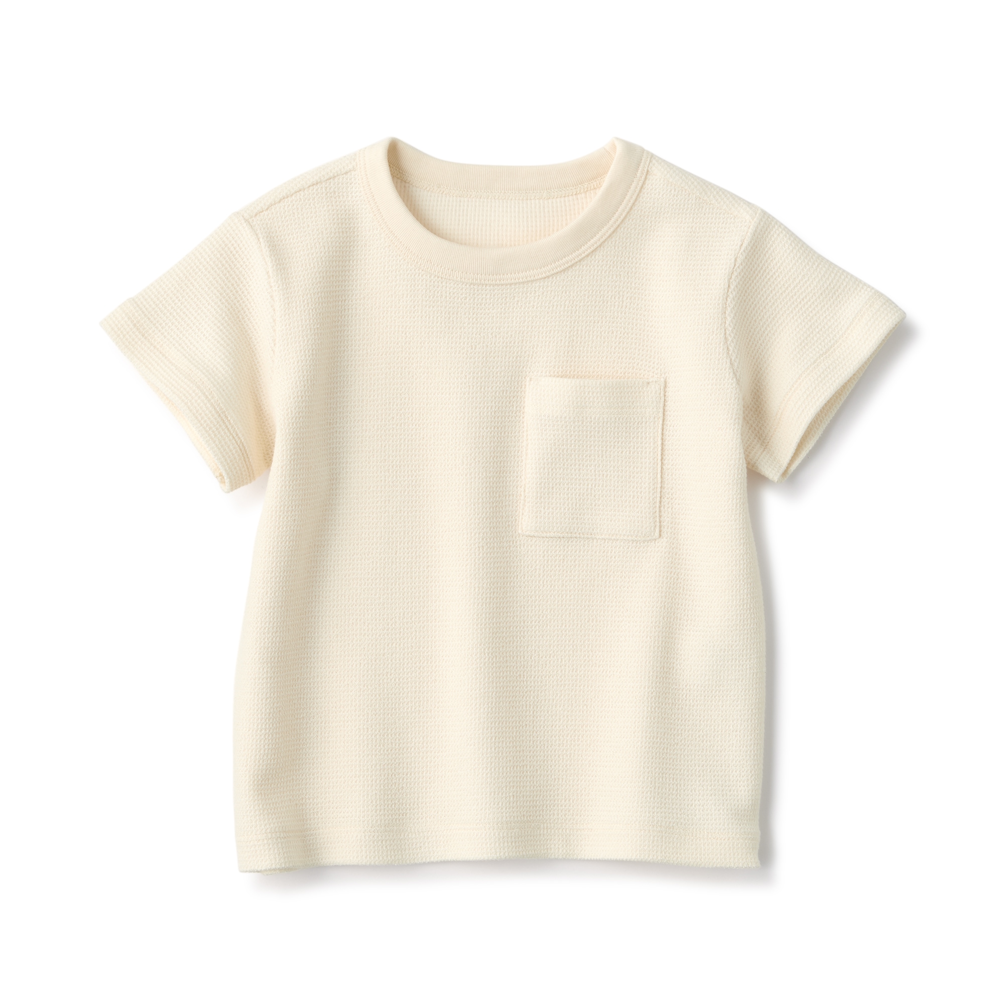 ベビー　あたまするっとワッフル編みクルーネック半袖Ｔシャツ