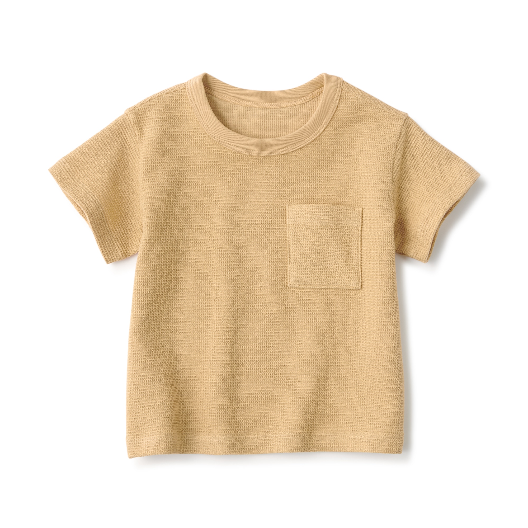 ベビー　あたまするっとワッフル編みクルーネック半袖Ｔシャツ