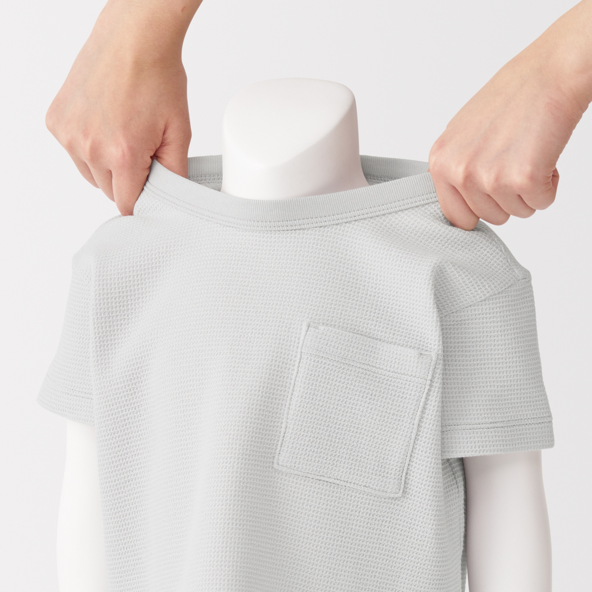 ベビー　あたまするっとワッフル編みクルーネック半袖Ｔシャツ