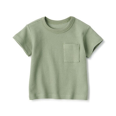 ベビー　あたまするっとワッフル編みクルーネック半袖Ｔシャツ