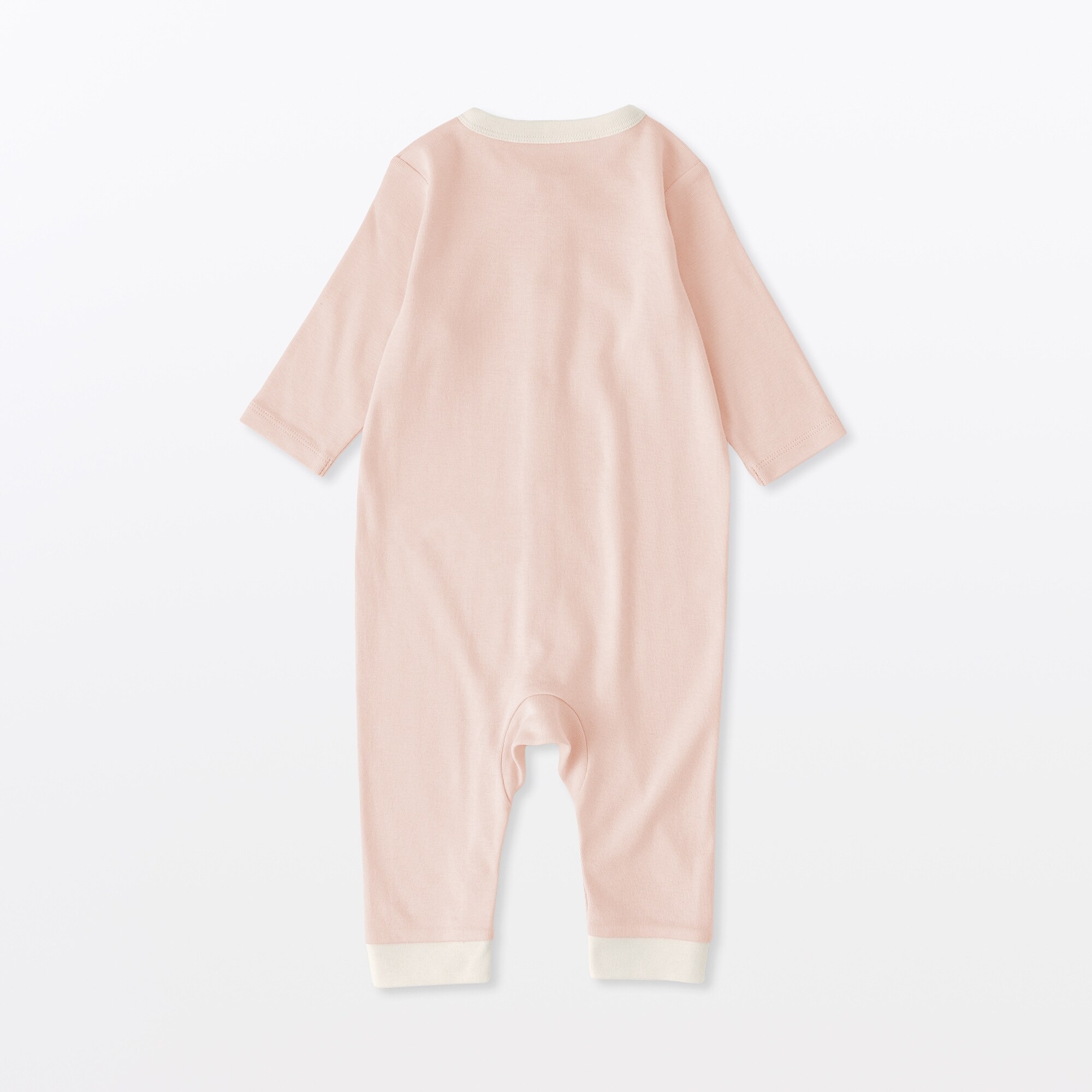 ベビー　脇に縫い目のないフライス編み長袖カバーオール