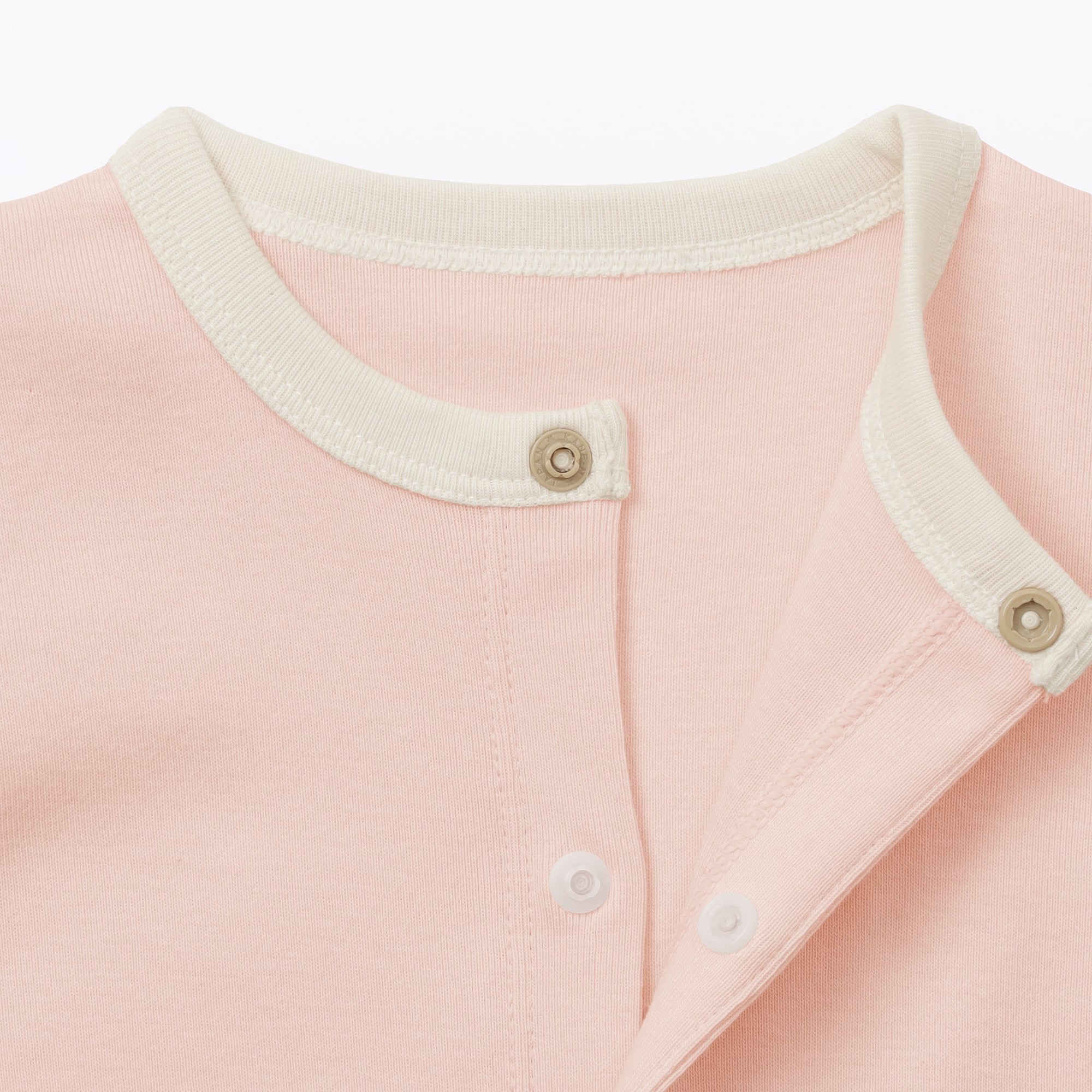 ベビー　脇に縫い目のないフライス編み長袖カバーオール