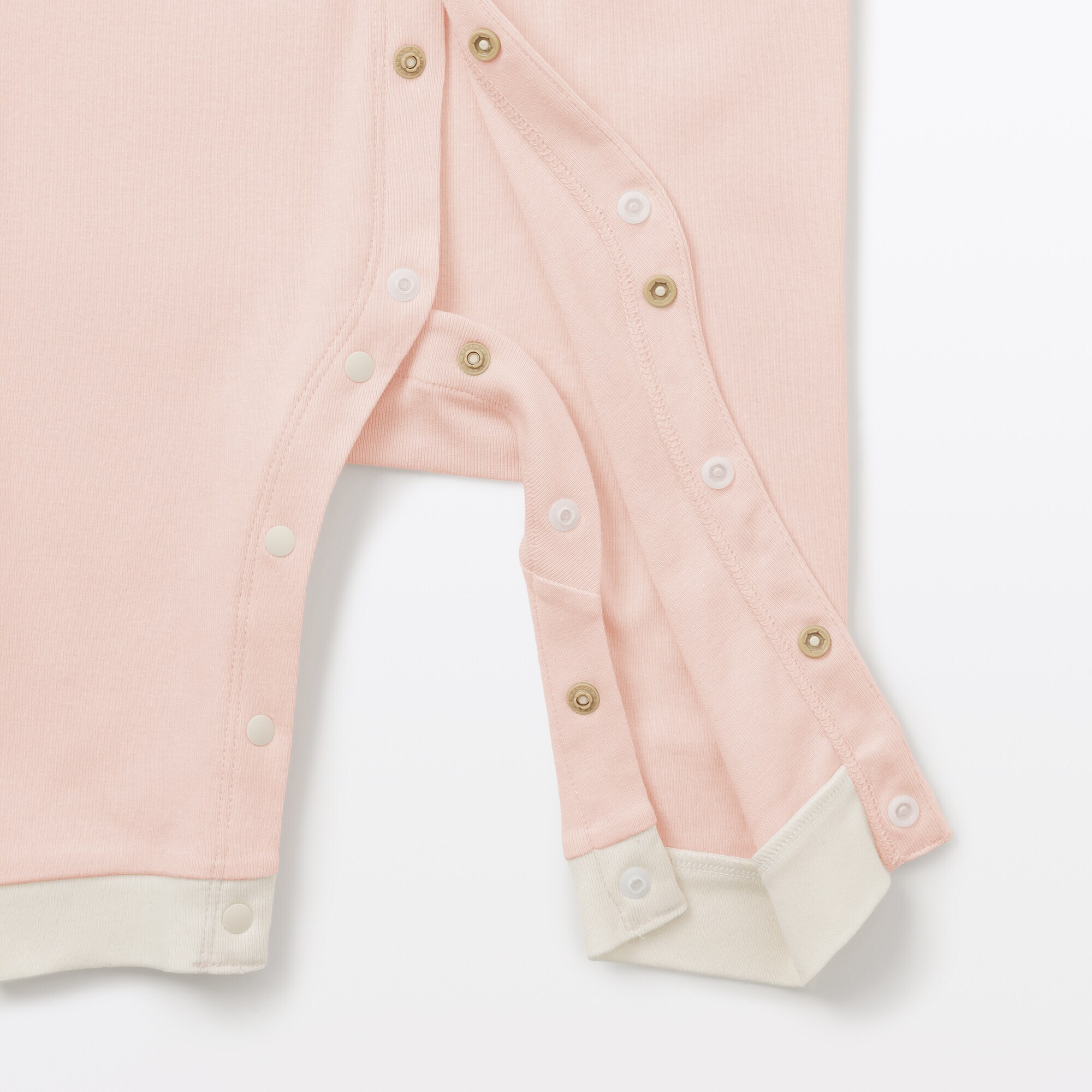 ベビー　脇に縫い目のないフライス編み長袖カバーオール