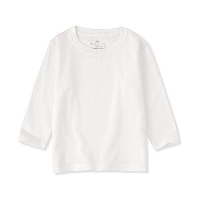 ベビー　あたまするっと　天竺編みクルーネック長袖Ｔシャツ　無地