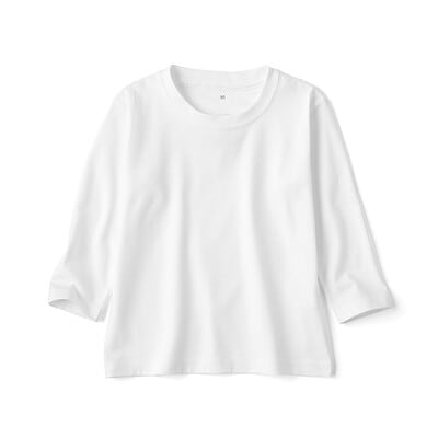 ベビー　あたまするっと　天竺編みクルーネック長袖Ｔシャツ　無地