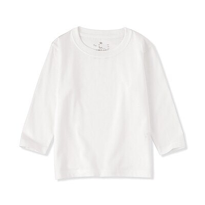 ベビー　あたまするっと　天竺編みクルーネック長袖Ｔシャツ　無地