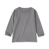 ベビー　あたまするっと　天竺編みクルーネック長袖Ｔシャツ　無地