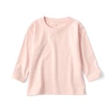 ベビー　あたまするっと　天竺編みクルーネック長袖Ｔシャツ　無地