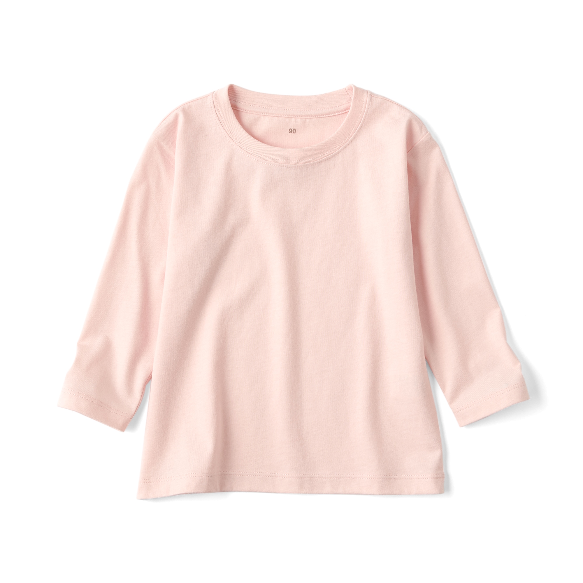 ベビー　あたまするっと　天竺編みクルーネック長袖Ｔシャツ　無地