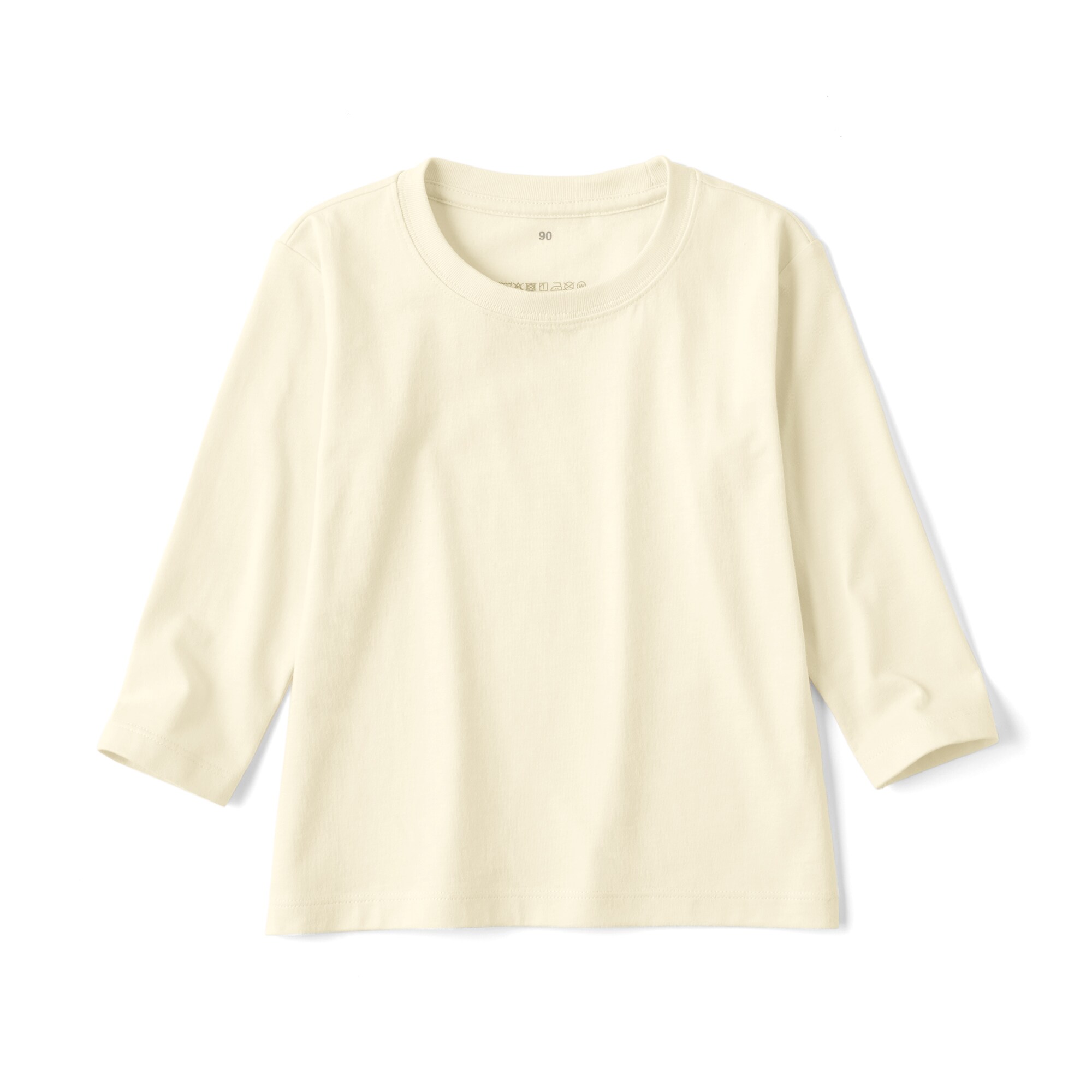 ベビー　あたまするっと　天竺編みクルーネック長袖Ｔシャツ　無地