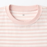 ベビー　あたまするっと　天竺編みクルーネック長袖Ｔシャツ　ボーダー