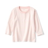 ベビー　あたまするっと　天竺編みクルーネック長袖Ｔシャツ　ボーダー