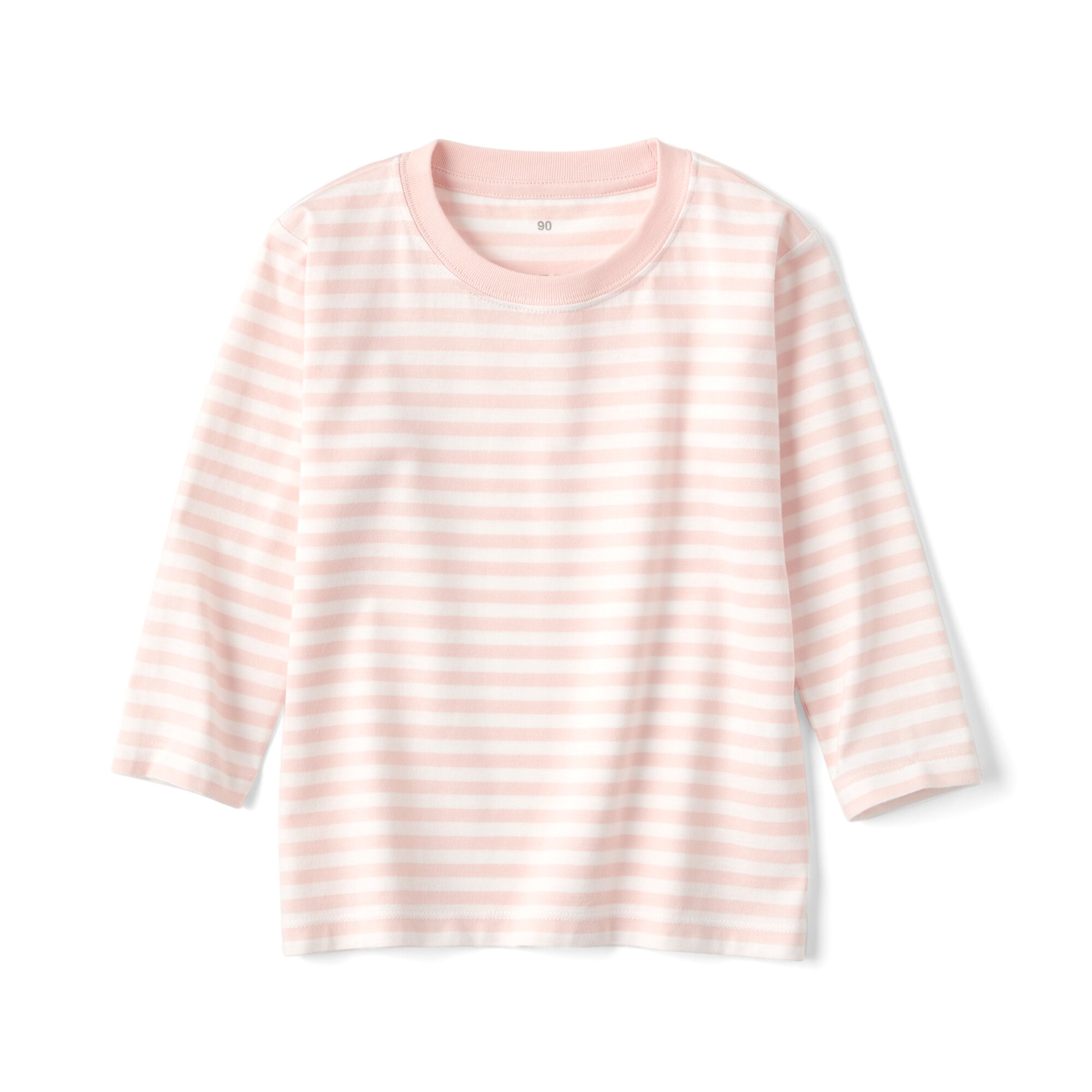 ベビー　あたまするっと　天竺編みクルーネック長袖Ｔシャツ　ボーダー