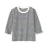 ベビー　あたまするっと　天竺編みクルーネック長袖Ｔシャツ　ボーダー