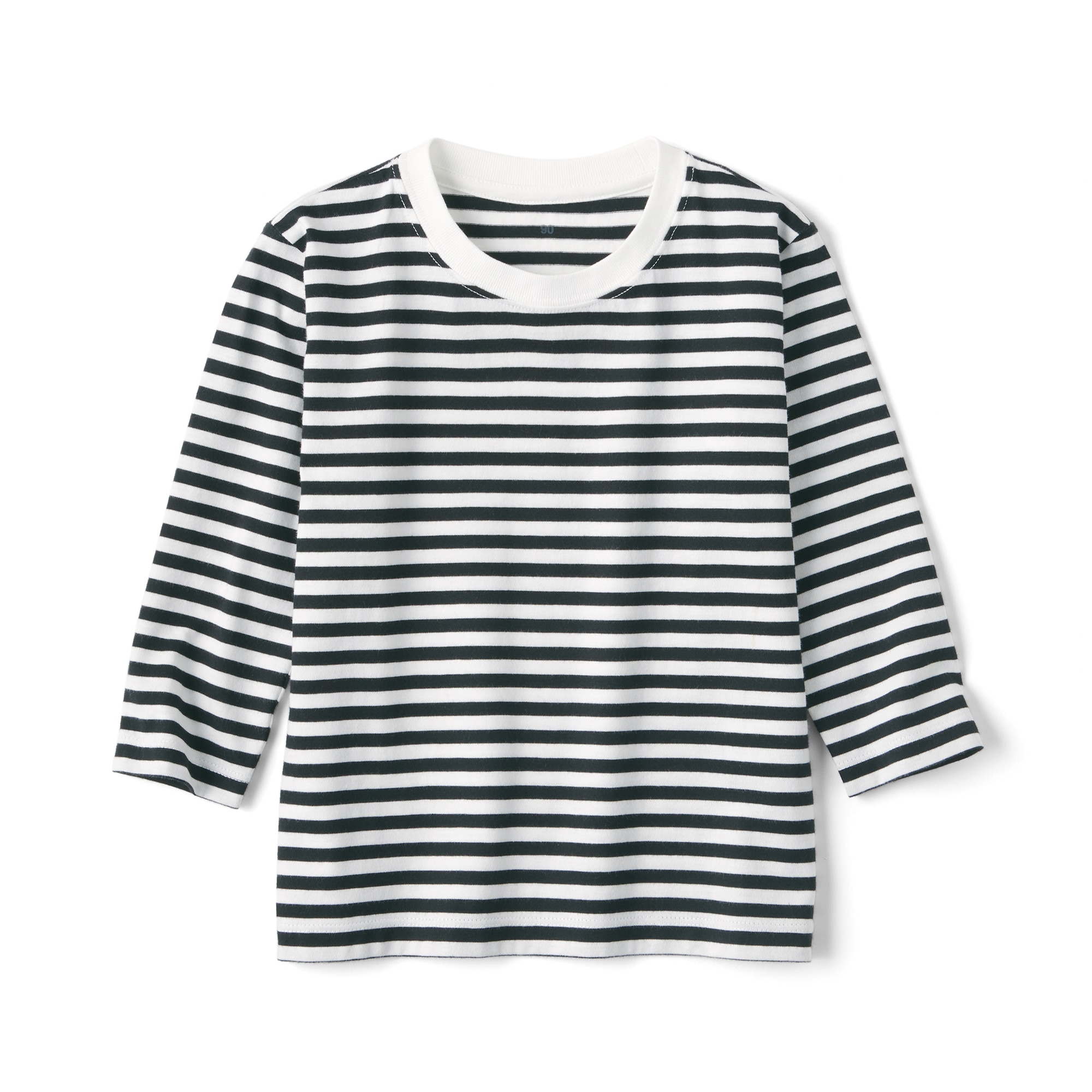 ベビー　あたまするっと　天竺編みクルーネック長袖Ｔシャツ　ボーダー