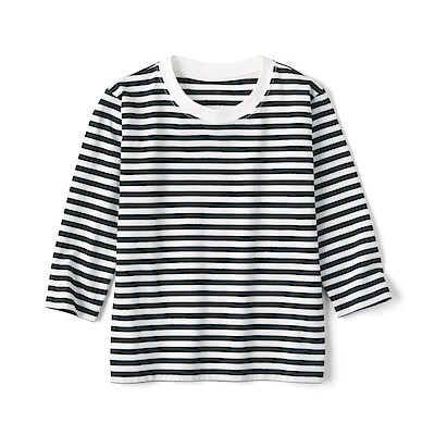 ベビー　あたまするっと　天竺編みクルーネック長袖Ｔシャツ　ボーダー