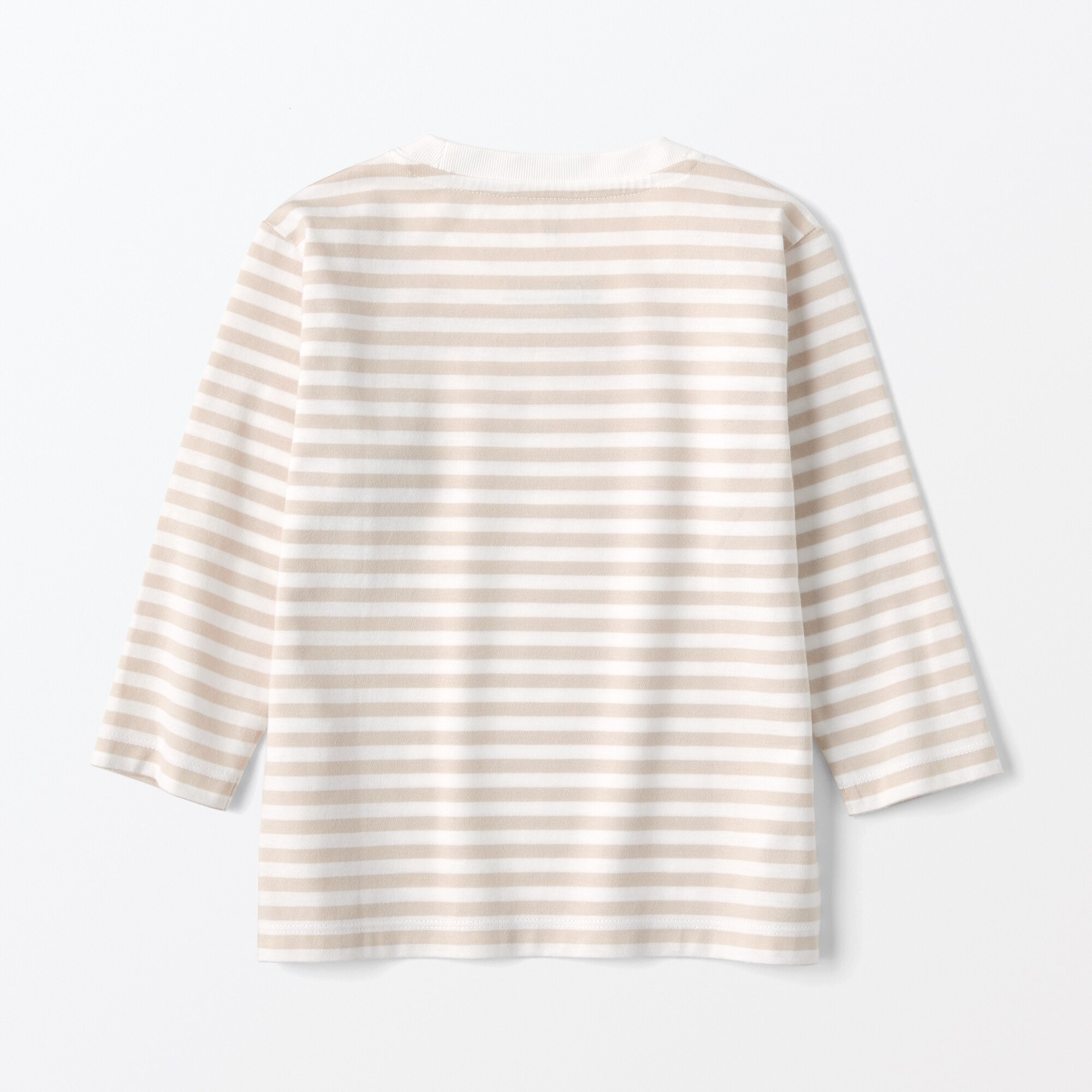 ベビー　あたまするっと　天竺編みクルーネック長袖Ｔシャツ　ボーダー