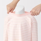 ベビー　あたまするっと　天竺編みクルーネック長袖Ｔシャツ　ボーダー