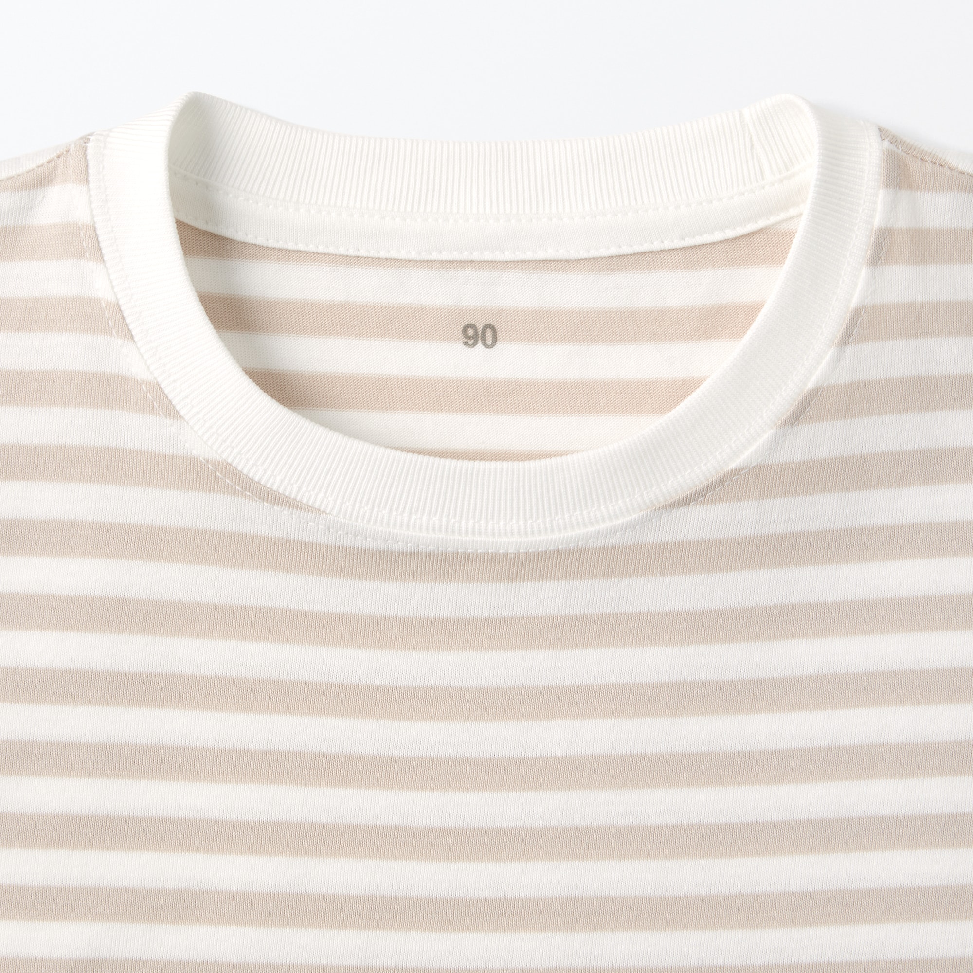 ベビー　あたまするっと　天竺編みクルーネック長袖Ｔシャツ　ボーダー