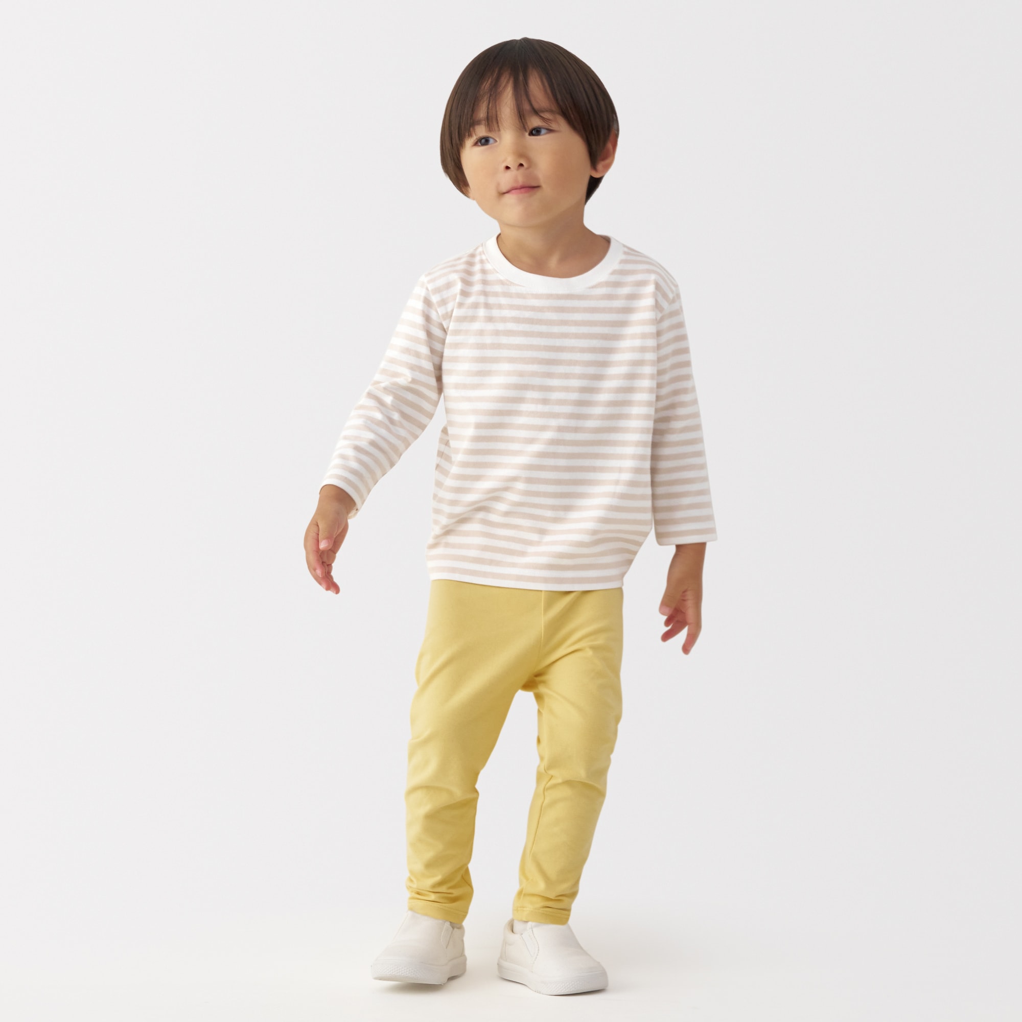 ベビー　あたまするっと　天竺編みクルーネック長袖Ｔシャツ　ボーダー