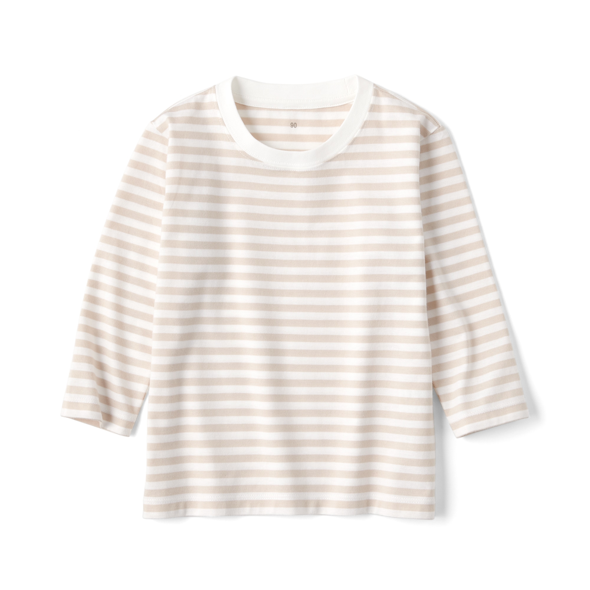 ベビー　あたまするっと　天竺編みクルーネック長袖Ｔシャツ　ボーダー