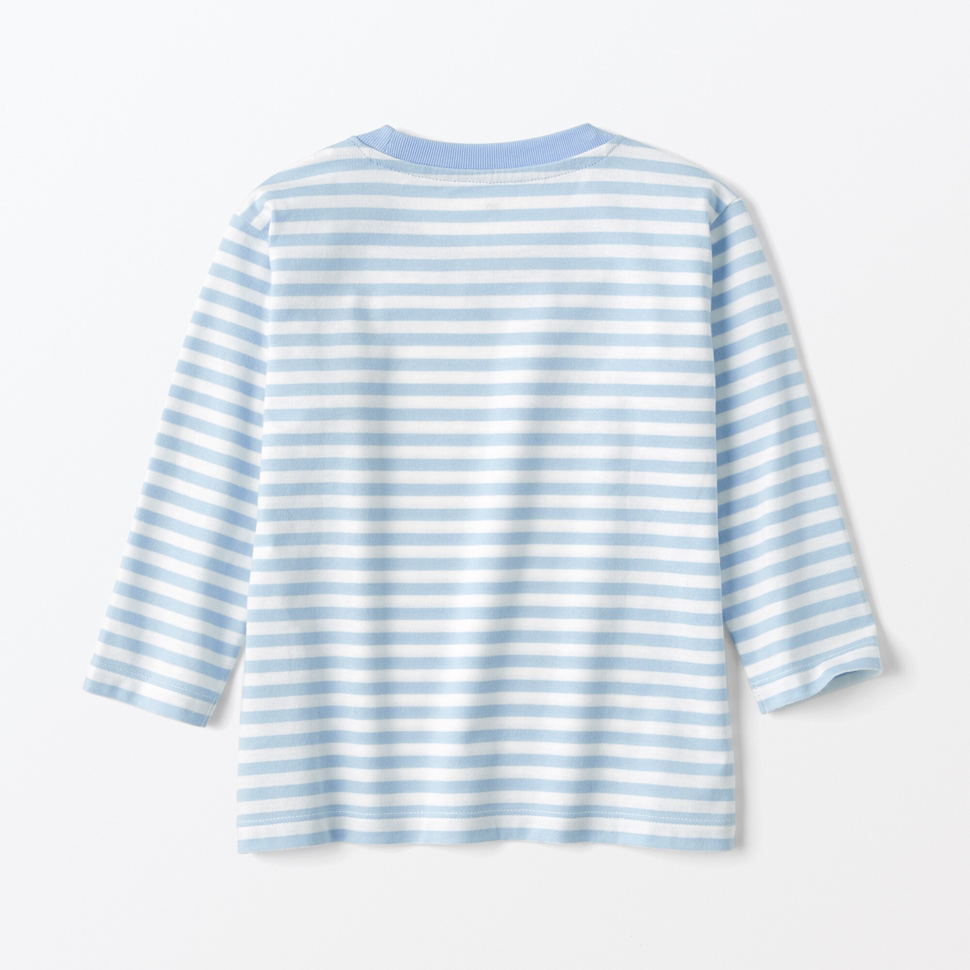 ベビー　あたまするっと　天竺編みクルーネック長袖Ｔシャツ　ボーダー