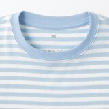 ベビー　あたまするっと　天竺編みクルーネック長袖Ｔシャツ　ボーダー