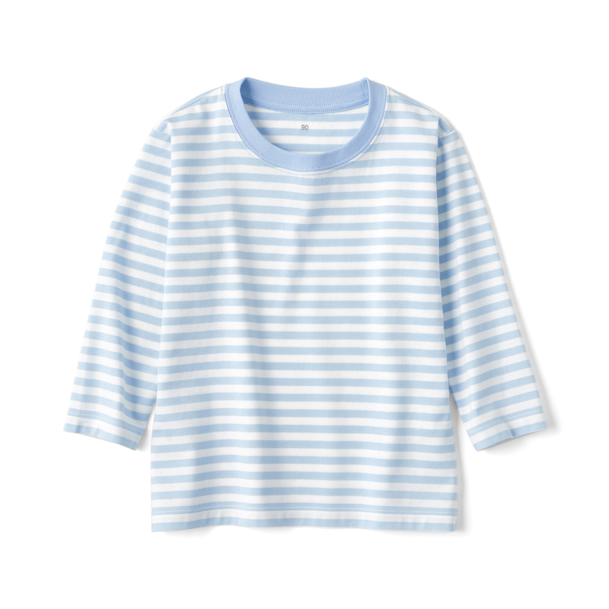 ベビー　あたまするっと　天竺編みクルーネック長袖Ｔシャツ　ボーダー