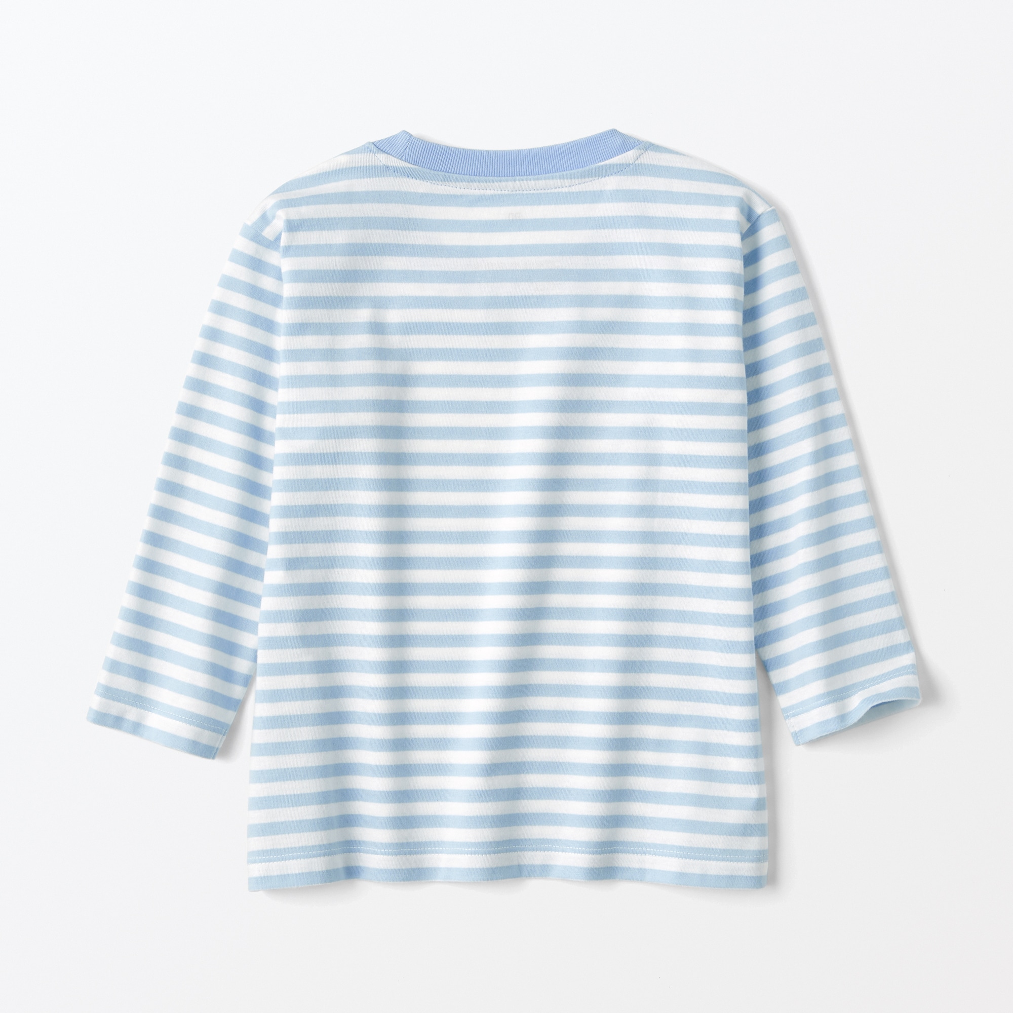 ベビー　あたまするっと　天竺編みクルーネック長袖Ｔシャツ　ボーダー