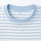 ベビー　あたまするっと　天竺編みクルーネック長袖Ｔシャツ　ボーダー