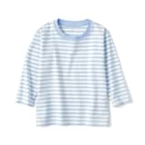 ベビー　あたまするっと　天竺編みクルーネック長袖Ｔシャツ　ボーダー