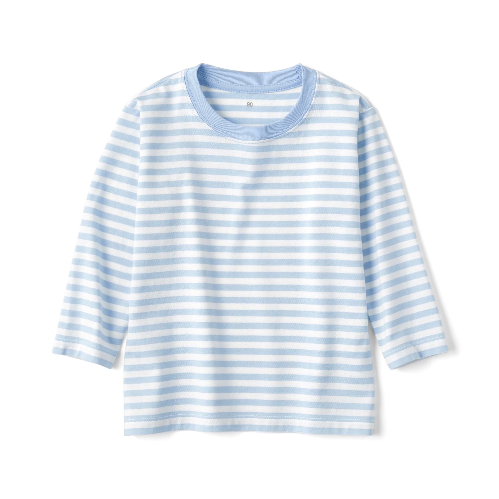 ベビー　あたまするっと　天竺編みクルーネック長袖Ｔシャツ　ボーダー