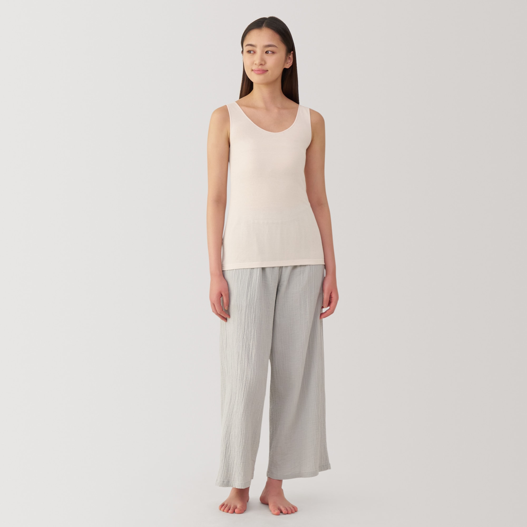 MUJI (無印良品) - 無印良品☆洗えるウールタンクトップ婦人用Mサイズ：オフ白／バスト80～86㎝ 婦人 さらっと綿 薄手 タンクトップ | 無印良品