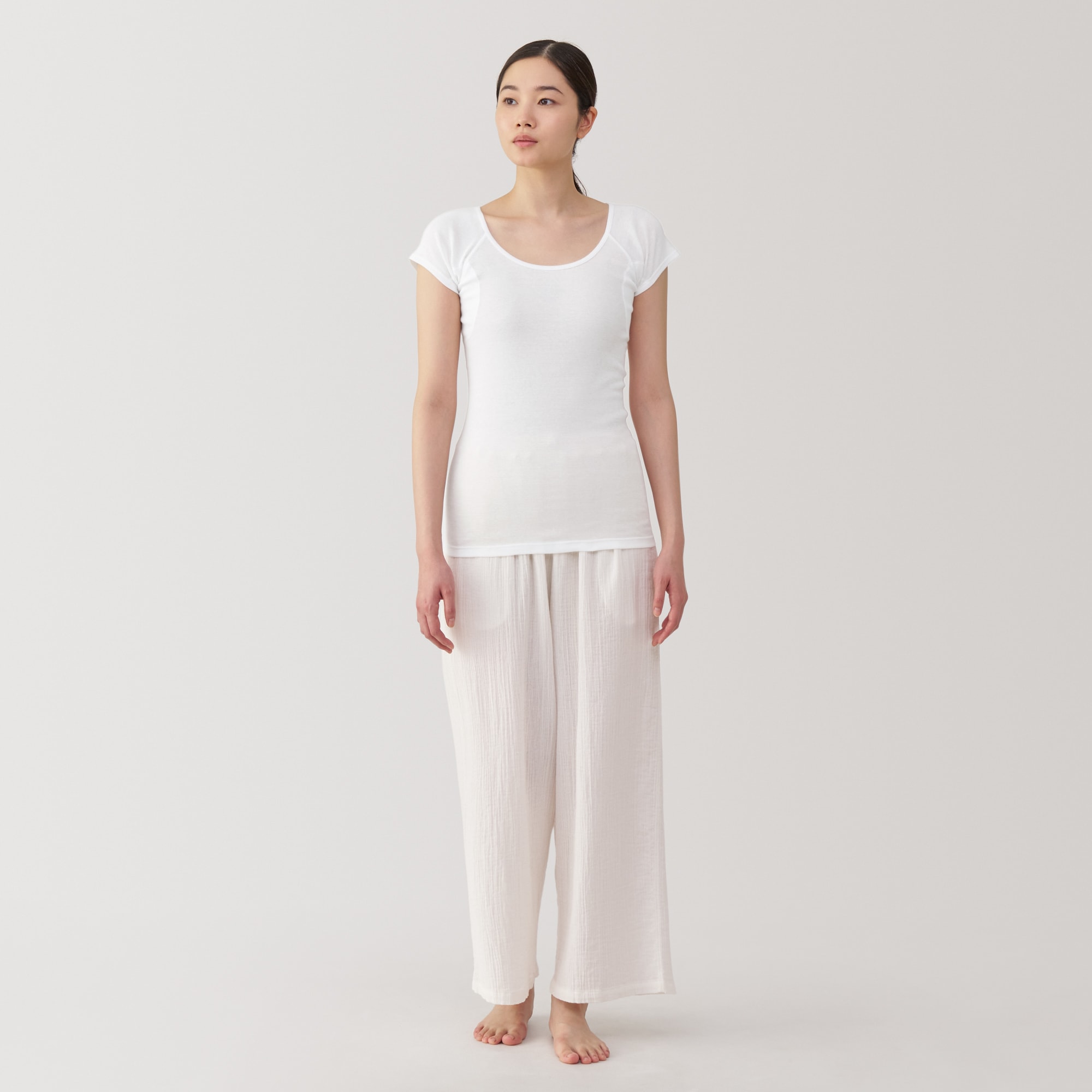 婦人　さらっと綿汗取りパッド付きフレンチスリーブ