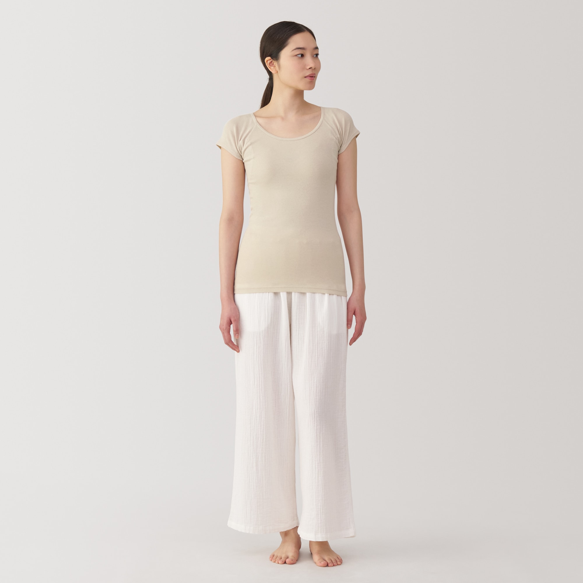 婦人　さらっと綿汗取りパッド付きフレンチスリーブ