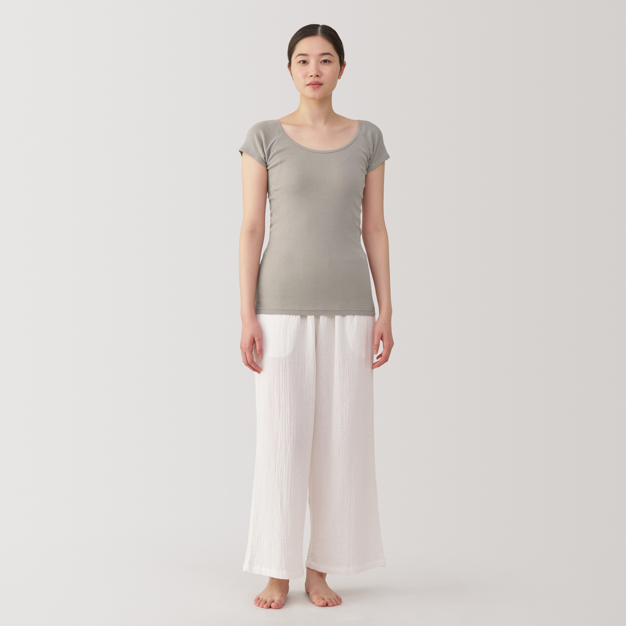 婦人　さらっと綿汗取りパッド付きフレンチスリーブ