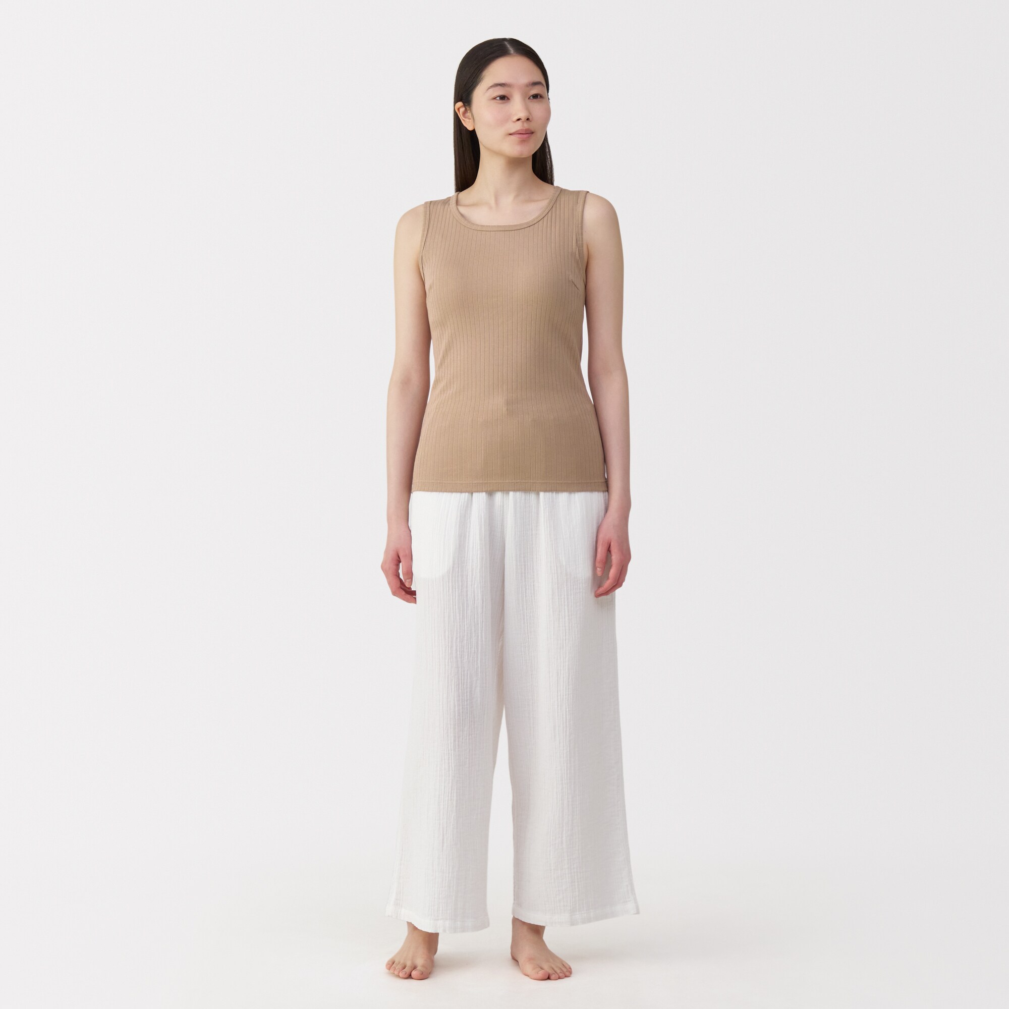 まぁ　無印婦人なめらかブラタンクトップM セット 婦人 コットンストレッチリブブラタンクトップ | 無印良品