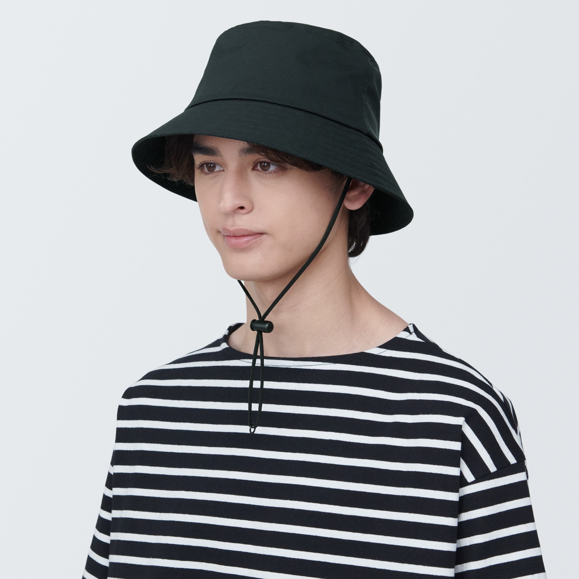 無印良品2点／風を通す 通気性 バケットハット 黒 56.5〜59cm