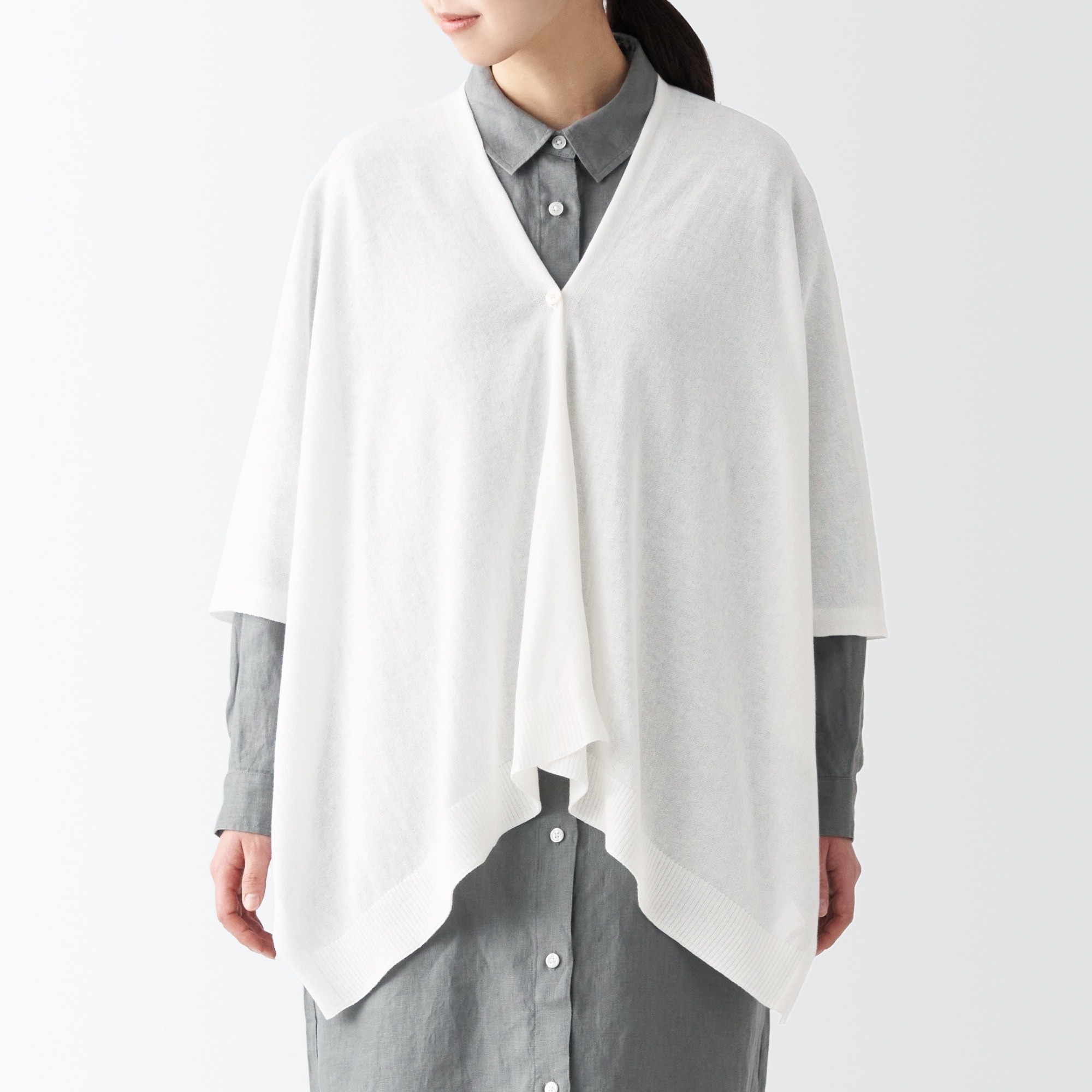 ＵＶカット　強撚コットン　ボレロ　ボタン付き