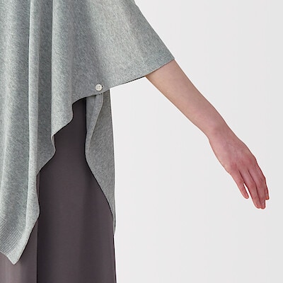 ＵＶカット　強撚コットン　ボレロ　ボタン付き