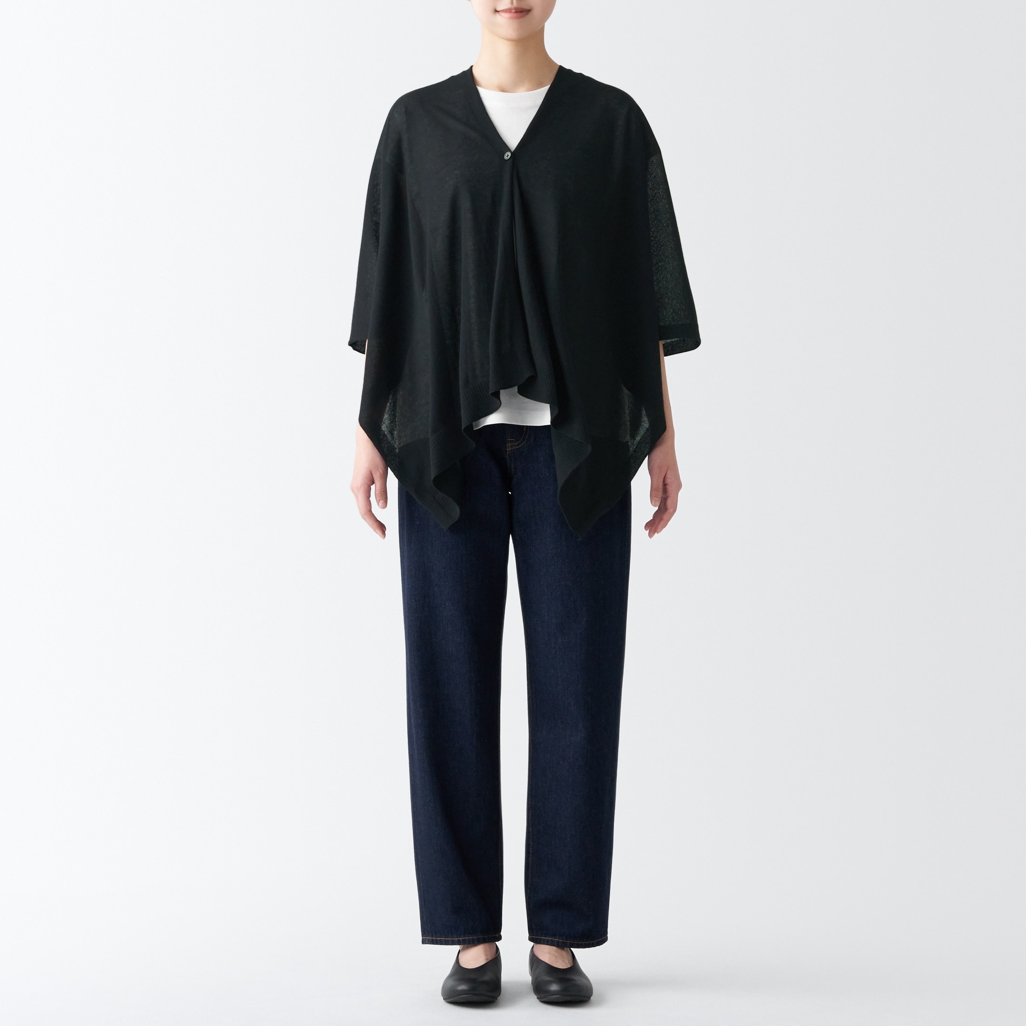 ＵＶカット　強撚コットン　ボレロ　ボタン付き