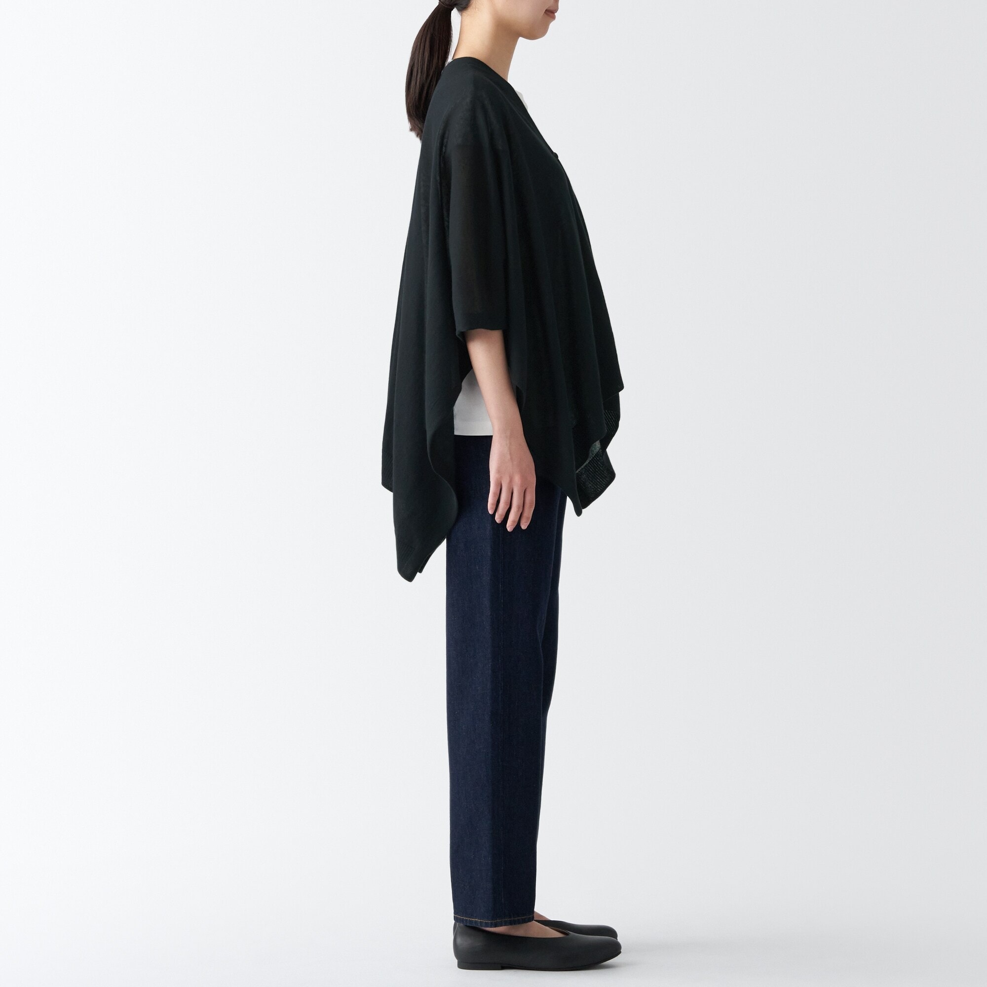 ＵＶカット　強撚コットン　ボレロ　ボタン付き