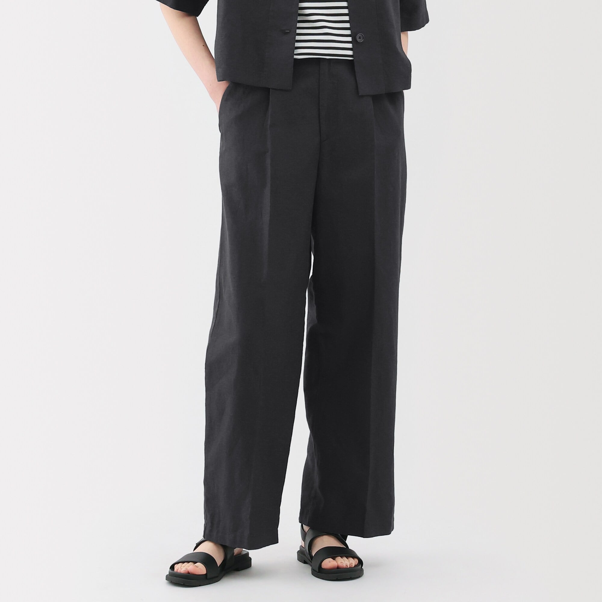 婦人 ヘンプ混 ツイルタックワイドパンツ | 無印良品