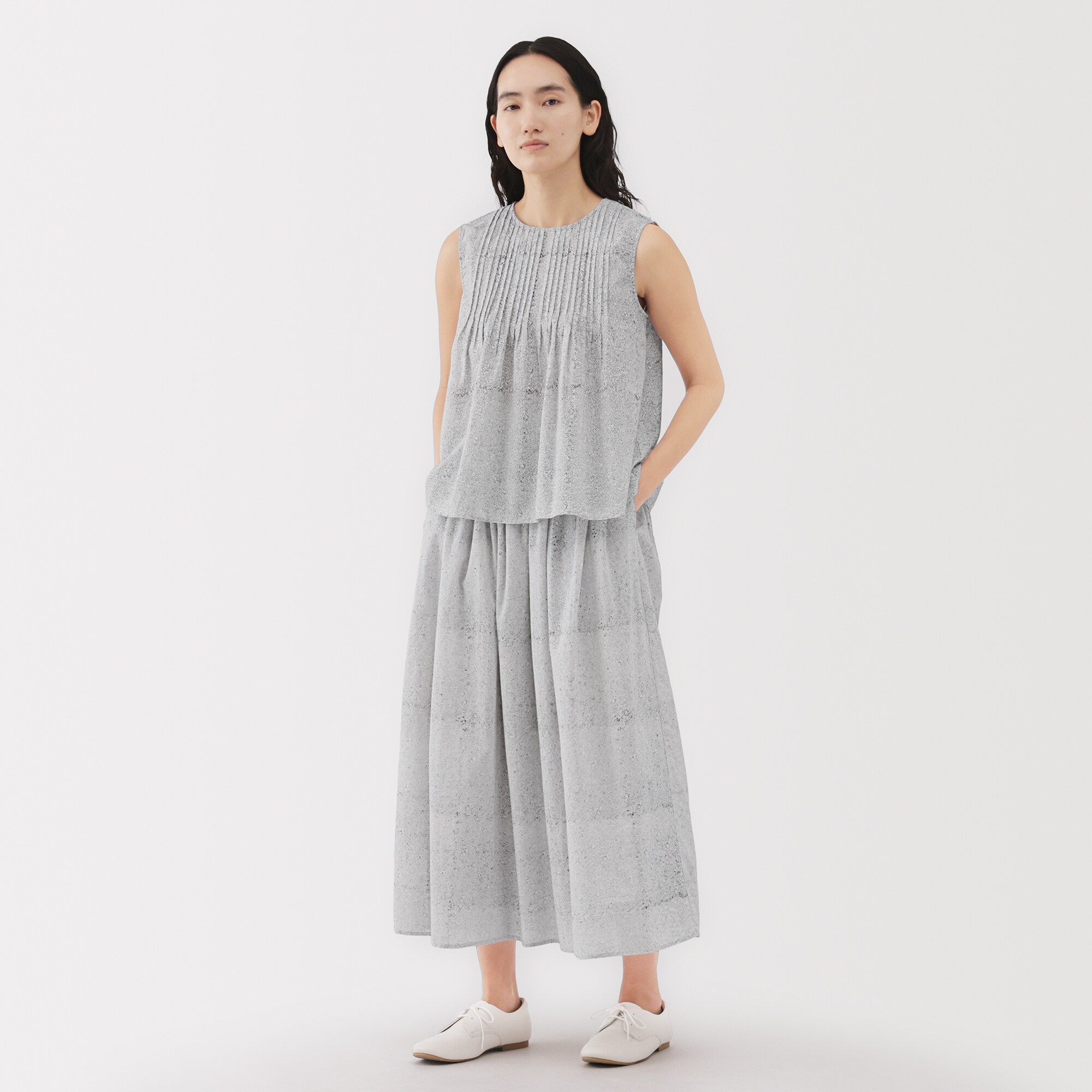 婦人 ブロックプリントギャザーマキシスカート | 無印良品