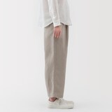【アジア】婦人　リネン　洗いざらしイージーワイドパンツ