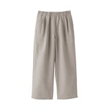 【アジア】婦人　リネン　洗いざらしイージーワイドパンツ